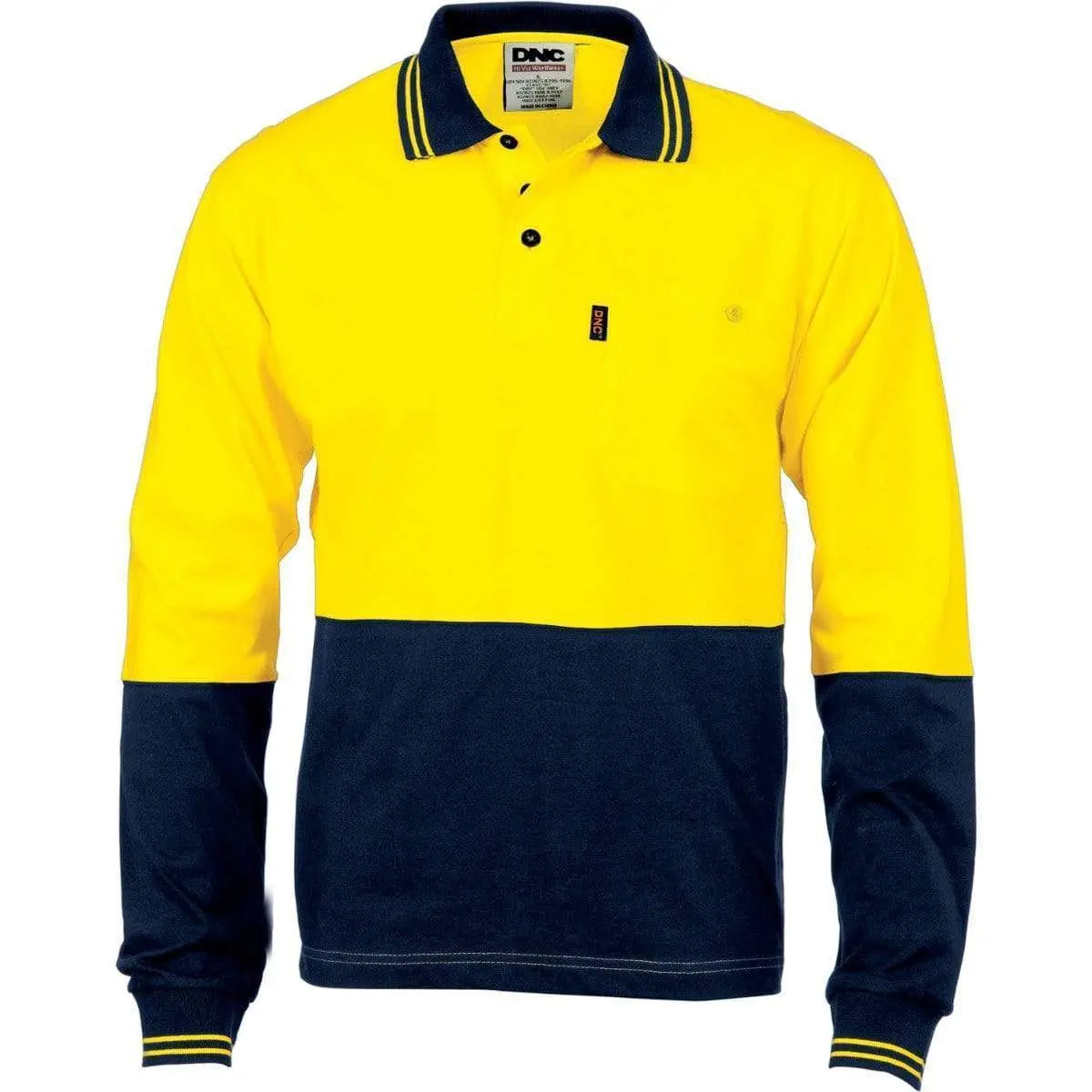 Dnc Workwear Hi-vis Cool-breeze Cotton Jersey Long Sleeve Polo Shirt With Underarm Cotton Mesh - 3846 Metro Workwear.